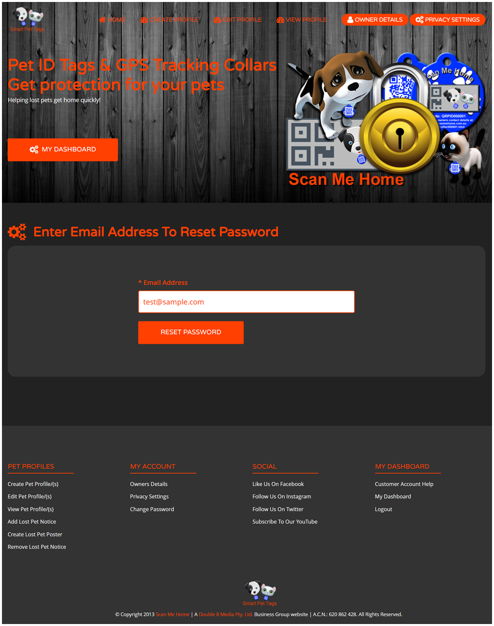 Scan Me Home Customer Account Help My Dashboard Change Password Image 2