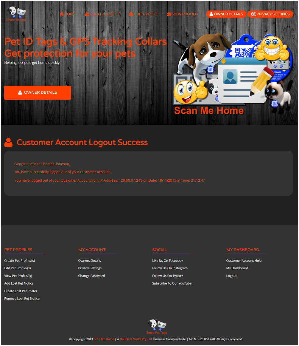 Scan Me Home Customer Account Help My Dashboard Customer Account Logout Image 2