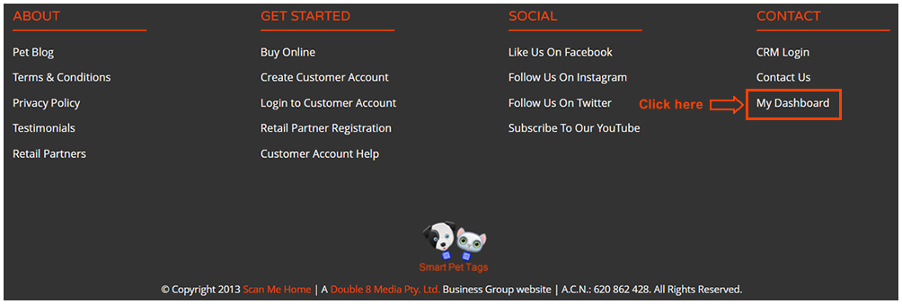 Scan Me Home Customer Account Help Website My Dashboard Link Image 1
