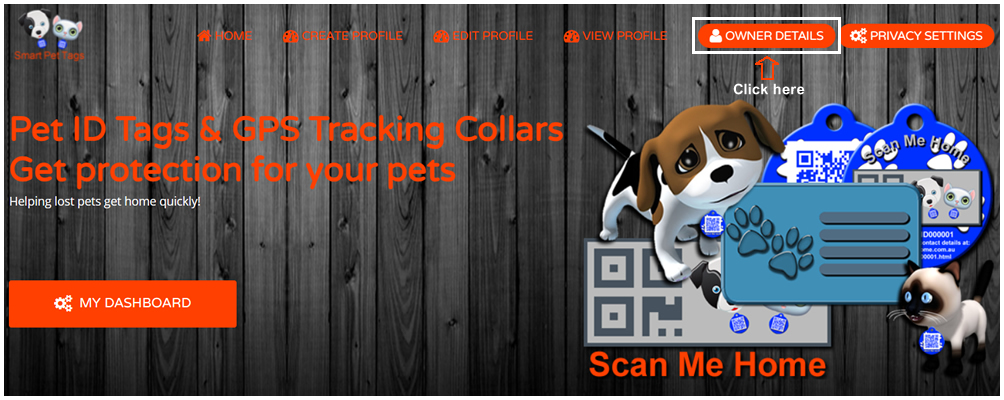 Scan Me Home Customer Account Help My Dashboard Owners Details Link Image 1