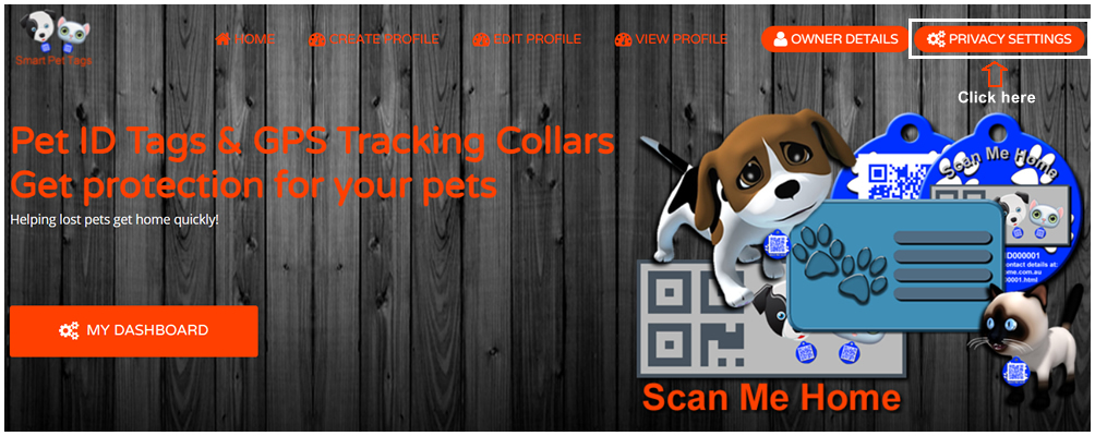 Scan Me Home Customer Account Help My Dashboard Privacy Settings Link Image 1